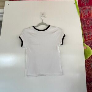 Sincerely Jules Large White & Black Fitted baby tee Cotton short sleeve tee prep